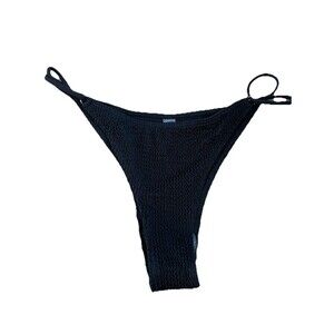 Women's Smocked Cheeky Bikini Bottom Black Size L NEW